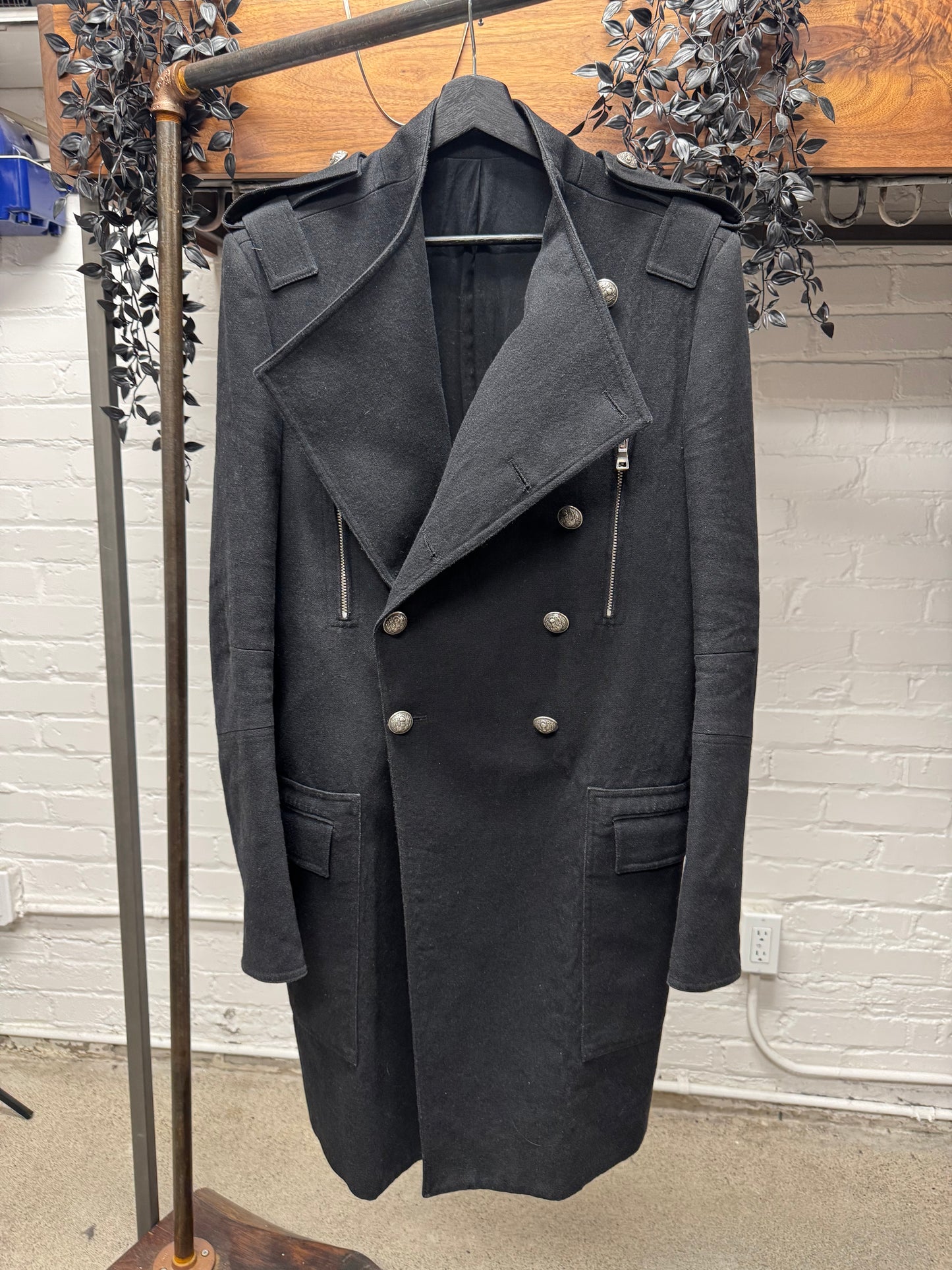 AW2012 Balmain by Olivier Rousteig Double Breasted Full Length Military Wool Coat