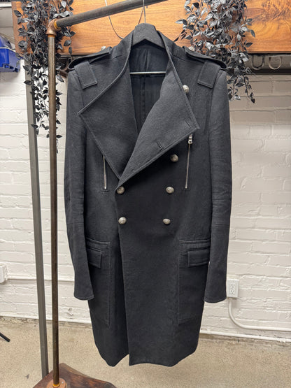 AW2012 Balmain by Olivier Rousteig Double Breasted Full Length Military Wool Coat