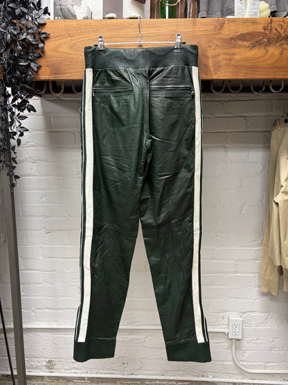 2000s Dolce & Gabbana Dark Green Leather Track Pants