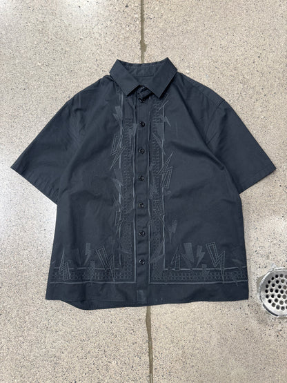 Neil Barrett ‘Bolt’ Embroidered Camp Collar Button Down Shirt