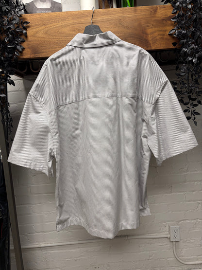 Bottega Veneta Striped Cotton ‘BV’ Minimal Logo Overshirt