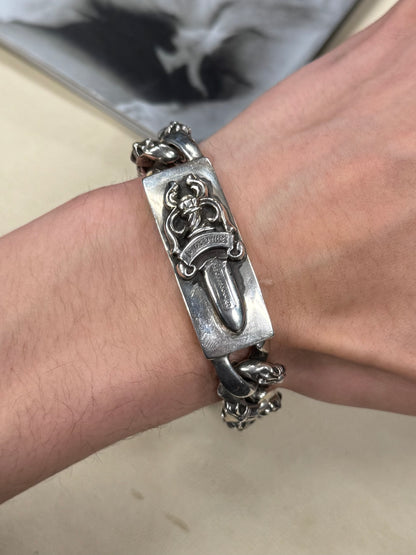 Chrome Hearts ‘Extra Fancy Link’ Dagger Box ID 925 Silver Lobster Clasp Bracelet