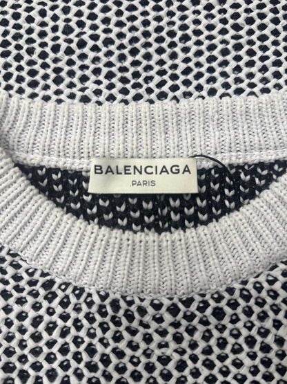 2013 Balenciaga ‘Mesh Overlay’ White Knit Sweater