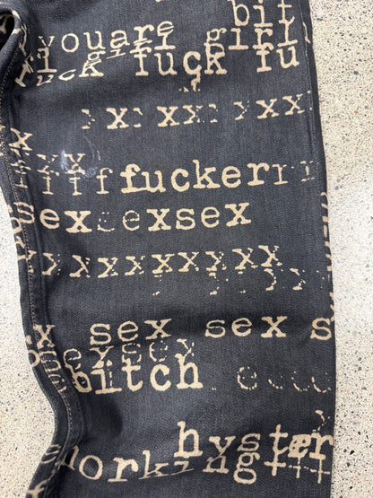 Hysteric Glamour ‘Typewriter’ Faded Black Flared Denim