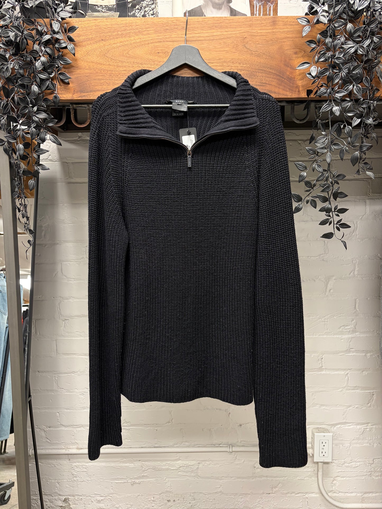 Gucci by Tom Ford Quarter Zip ‘Drivers Knit’ Wool Ribbed Sweater