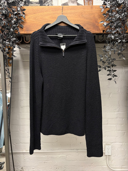 Gucci by Tom Ford Quarter Zip ‘Drivers Knit’ Wool Ribbed Sweater