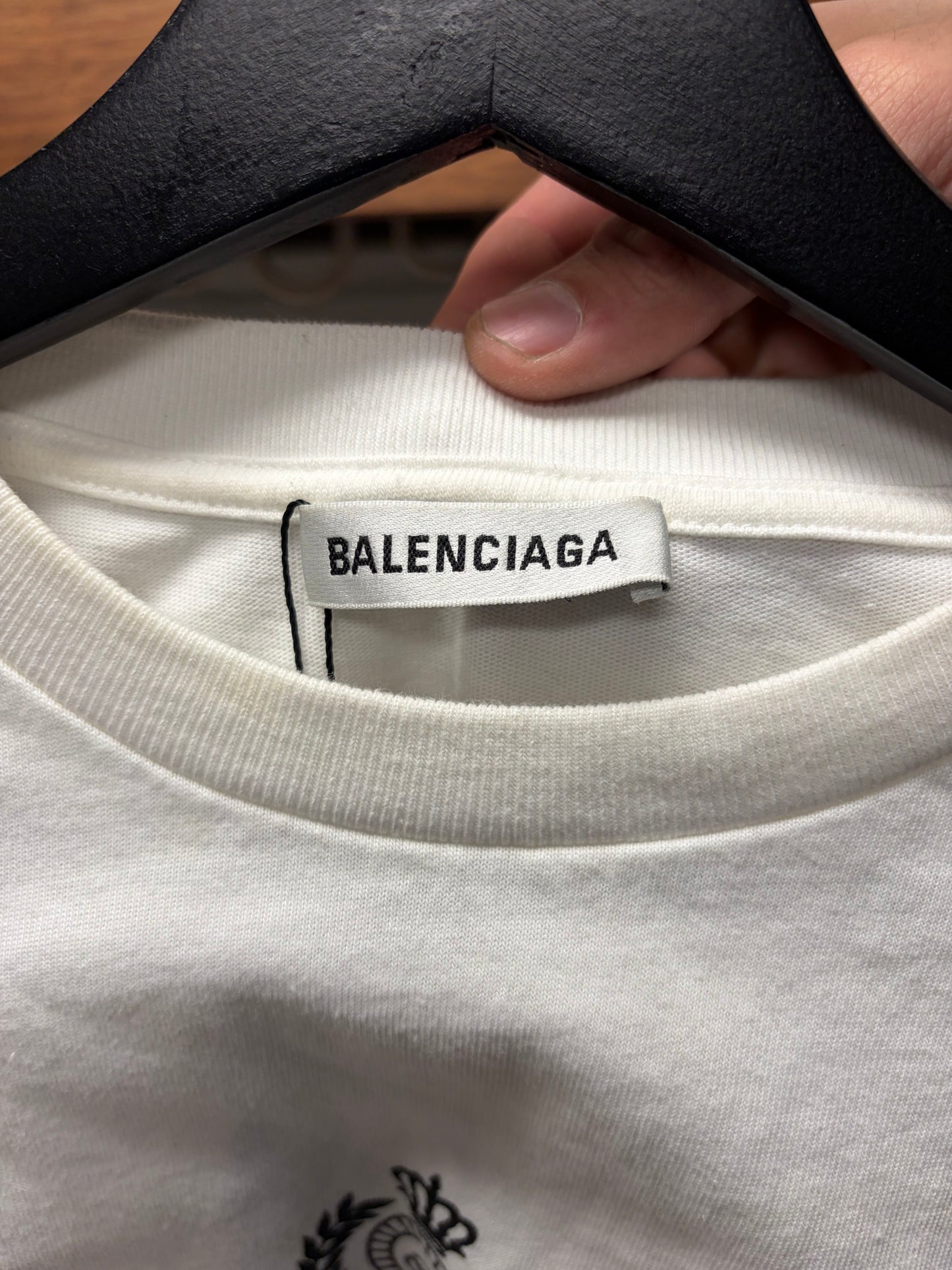 2019 Balenciaga ‘Paris Laurel’ White Logo T-Shirt