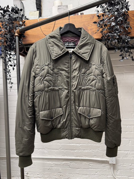 SS2014 Chanel ‘Lion Crest’ Quilted & Embroidered Logo Waistline Cropped Jacket