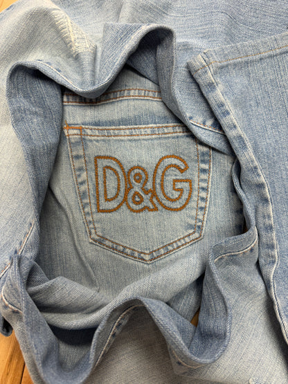 Dolce & Gabbana Flared Cut Washed Blue Denim