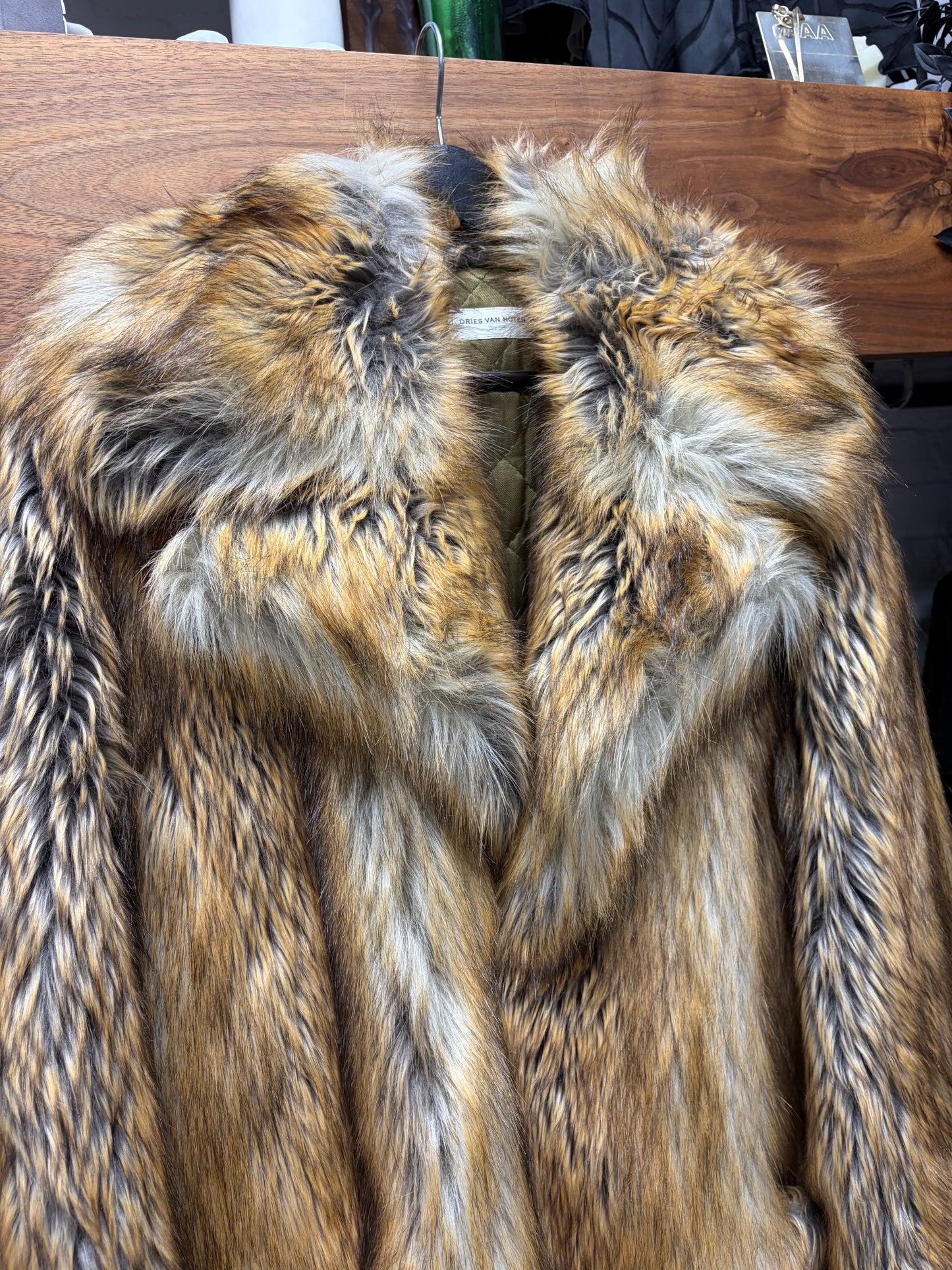 Dries Van Noten Faux Fur Oversized Brown Coat