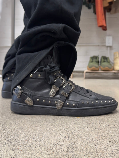 2014 Saint Laurent ‘SL08H’ Studded Buckle Strap High Top Sneakers