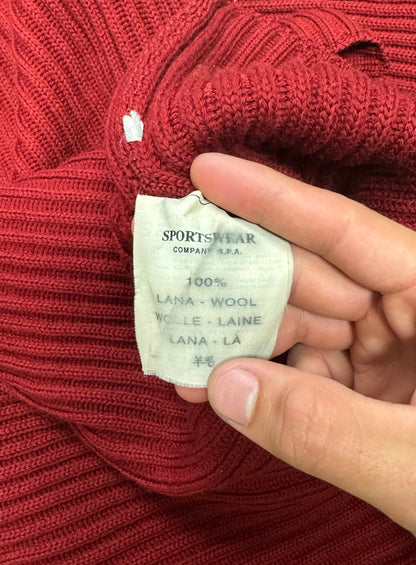 Stone Island Badge Logo Ribbed Wool Knit Sweater