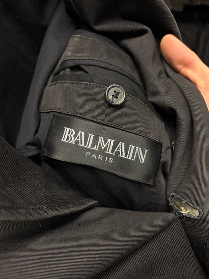 AW2011 Balmain by Christophe Decarnin Military Inspired Faded Black Peacoat