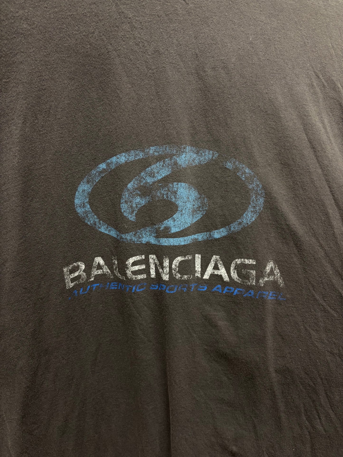 SS2024 Balenciaga ‘Surf Logo’ Black Distressed Cotton T-Shirt