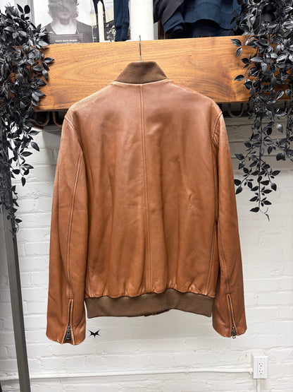 AW2009 Maison Martin Margiela Brown Lambskin Leather Bomber Jacket