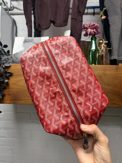 Goyard ‘Boeing 25’ Red Monogram Canvas Bag with Silver Hardware