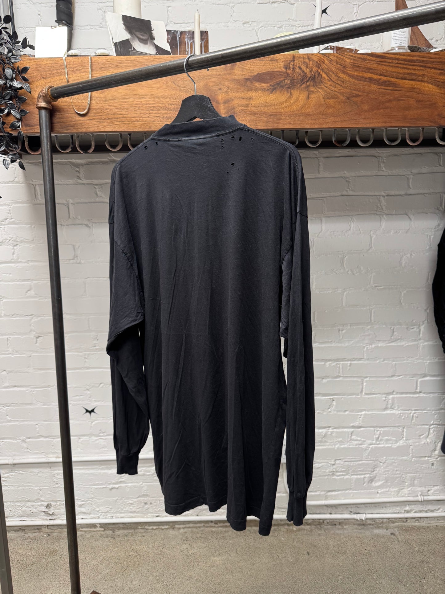 SS2023 Balenciaga ‘Free Styling Tips’ Distressed Black Long Sleeve Shirt