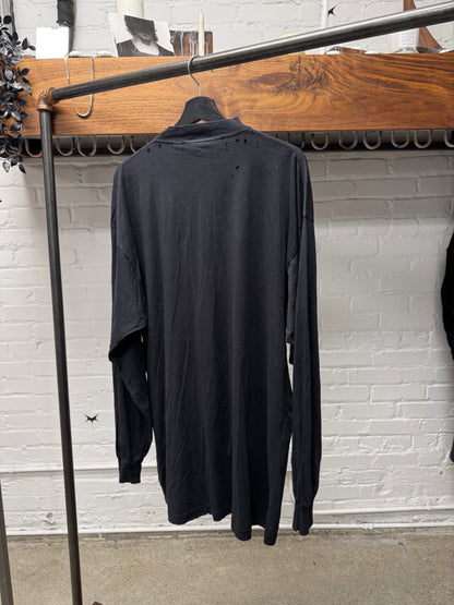SS2023 Balenciaga ‘Free Styling Tips’ Distressed Black Long Sleeve Shirt