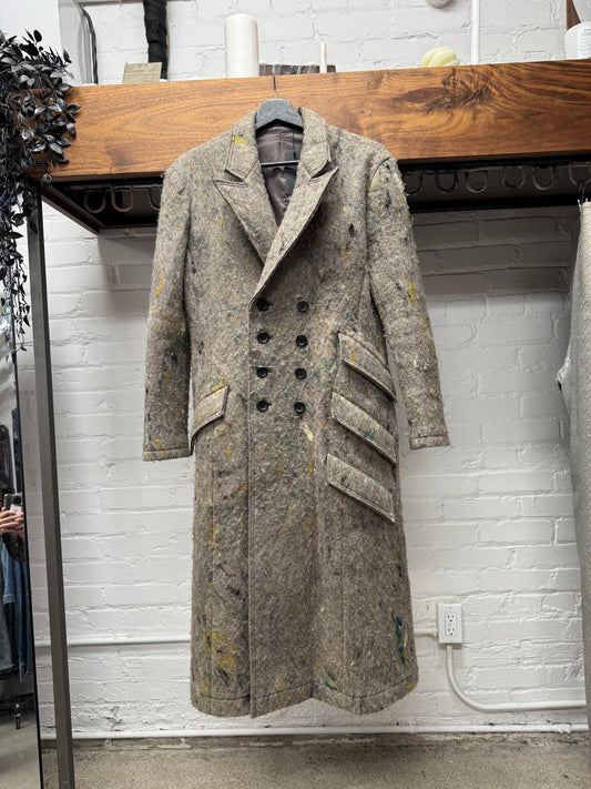 Yohji Yamamoto Noir ‘Felted’ Wool Double Breasted Long Coat