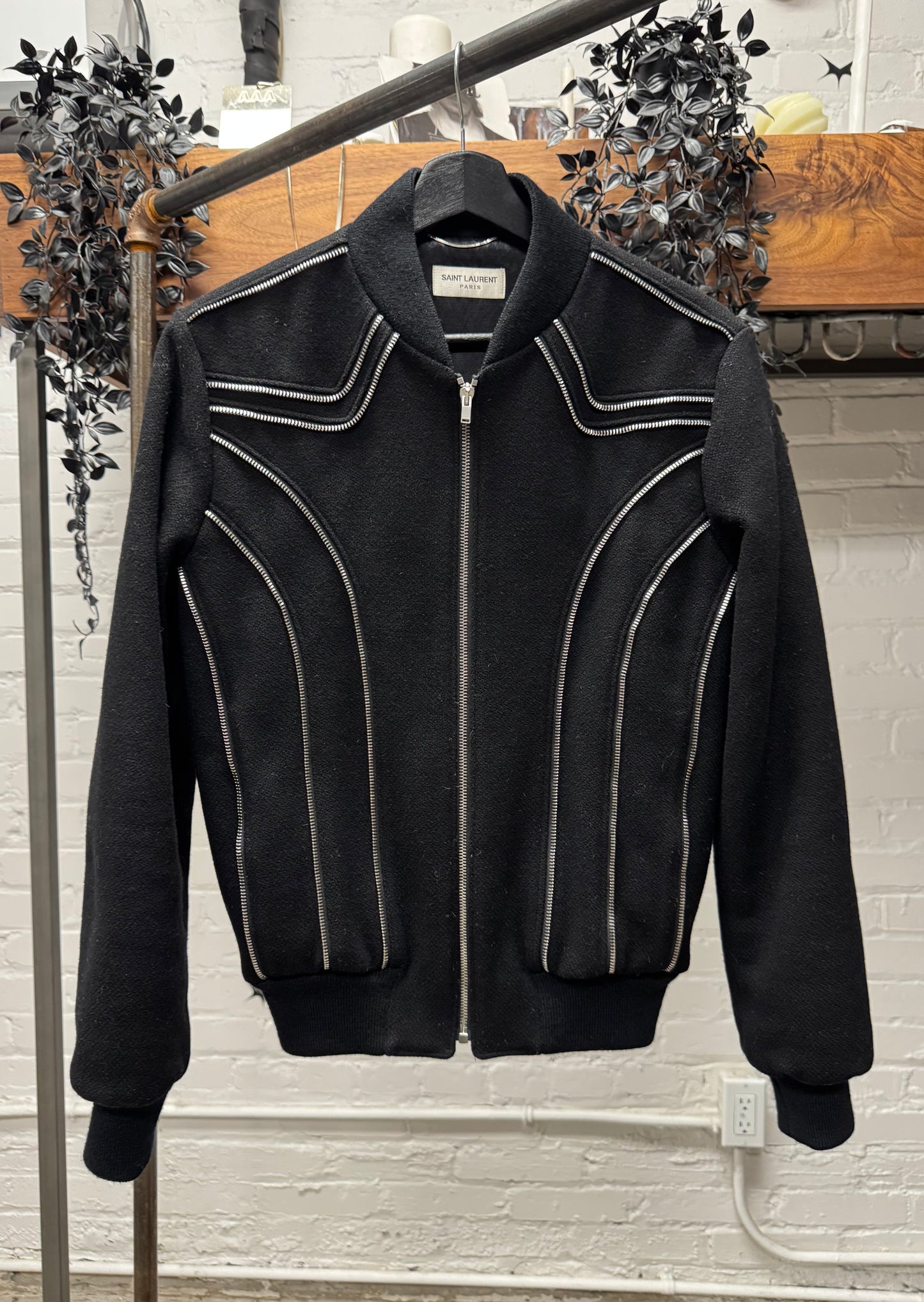 AW2015 Saint Laurent by Hedi Slimane ‘Zipper Track’ Wool Bomber Jacket