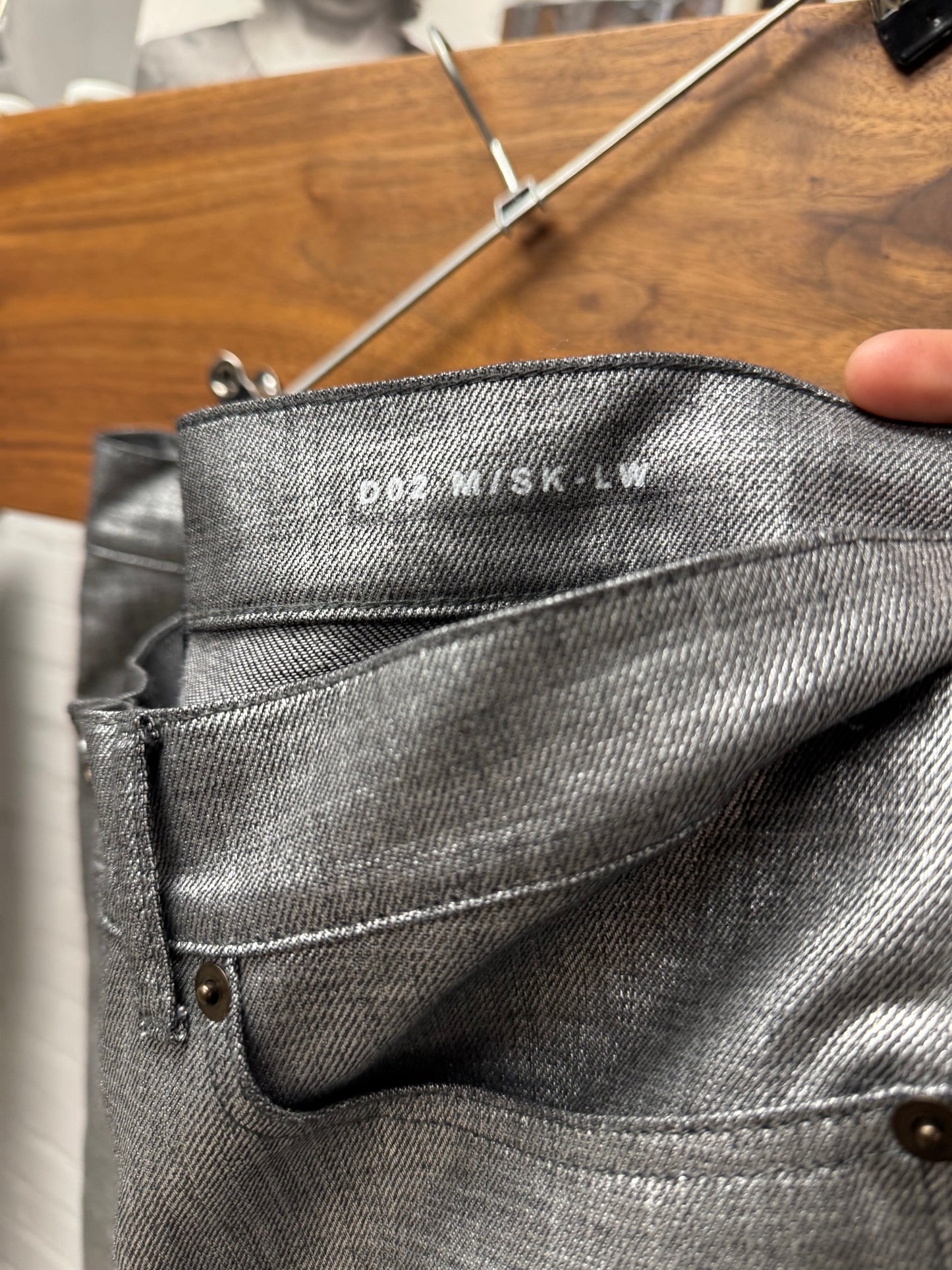 2018 Saint Laurent Silver Waxed ‘D02’ Skinny Denim