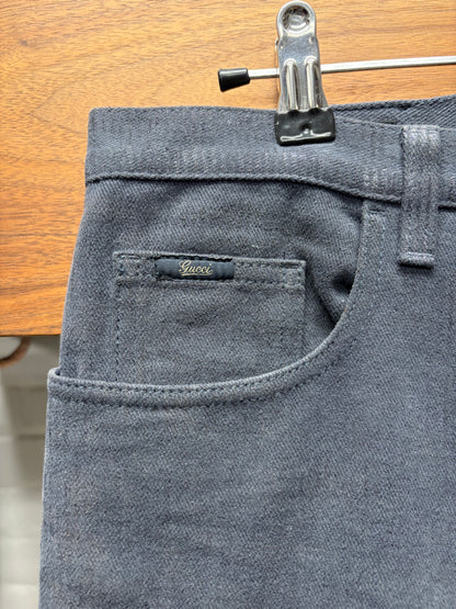 Gucci Waxed Silver Slim/Skinny Cut Vertical Corduoy Pants