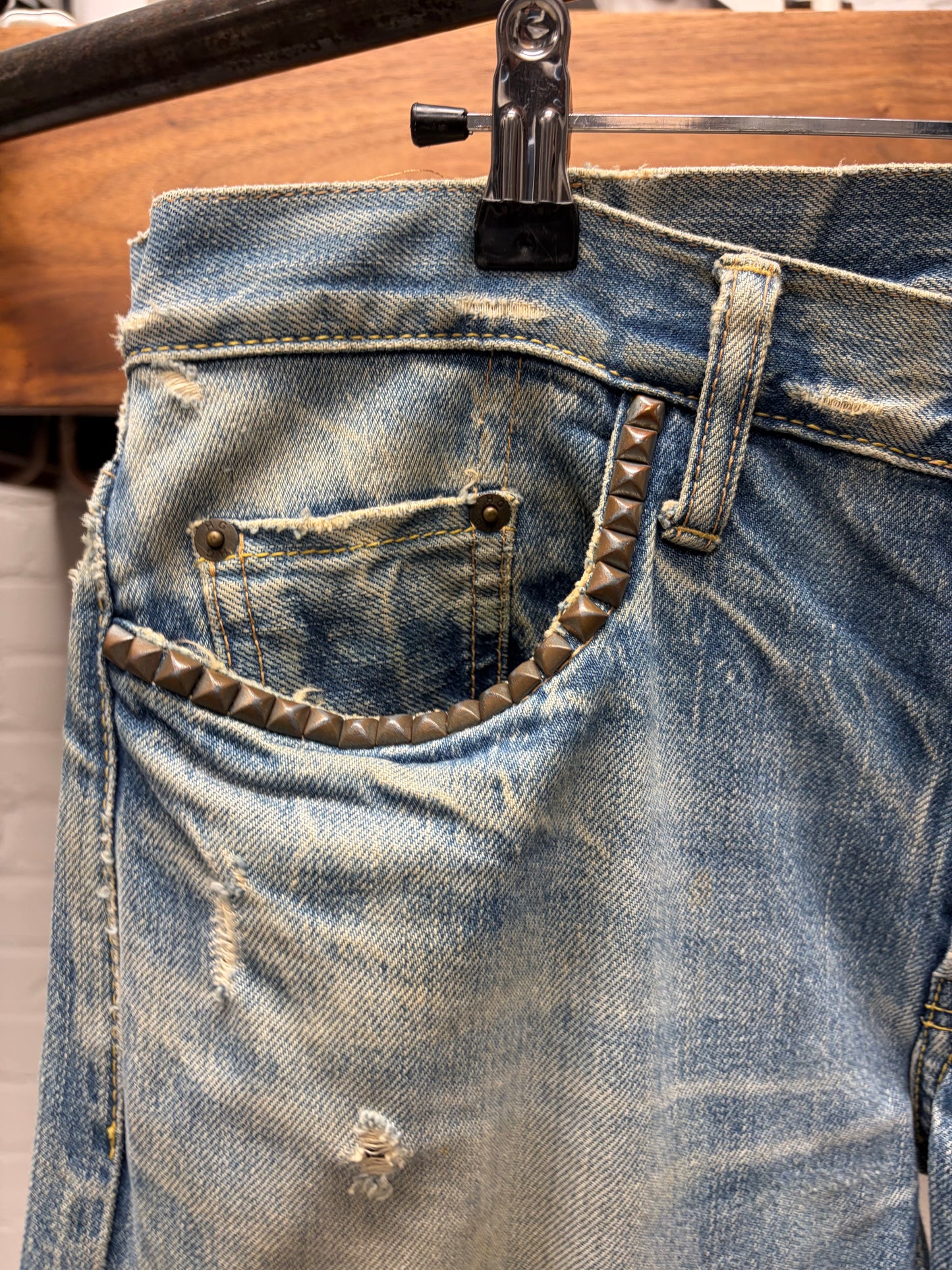 2000s Hysteric Glamour Patch Distressed Dirt Wash Denim