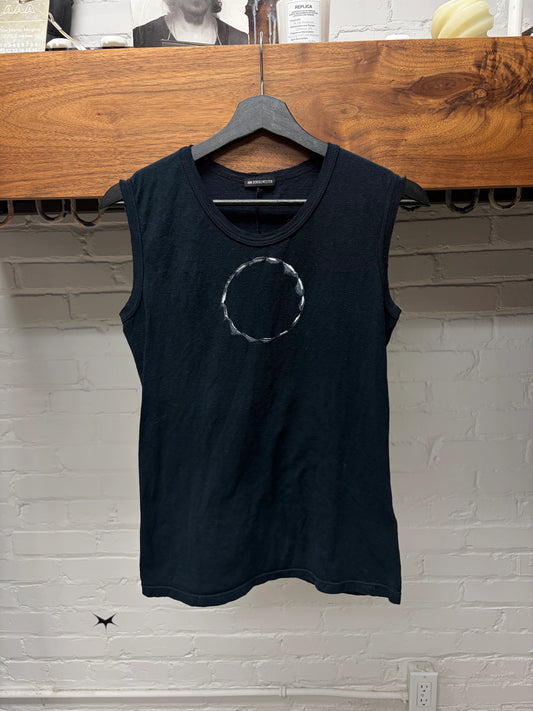 Ann Demeulemeester ‘Feather Circle’ Black Tank Top