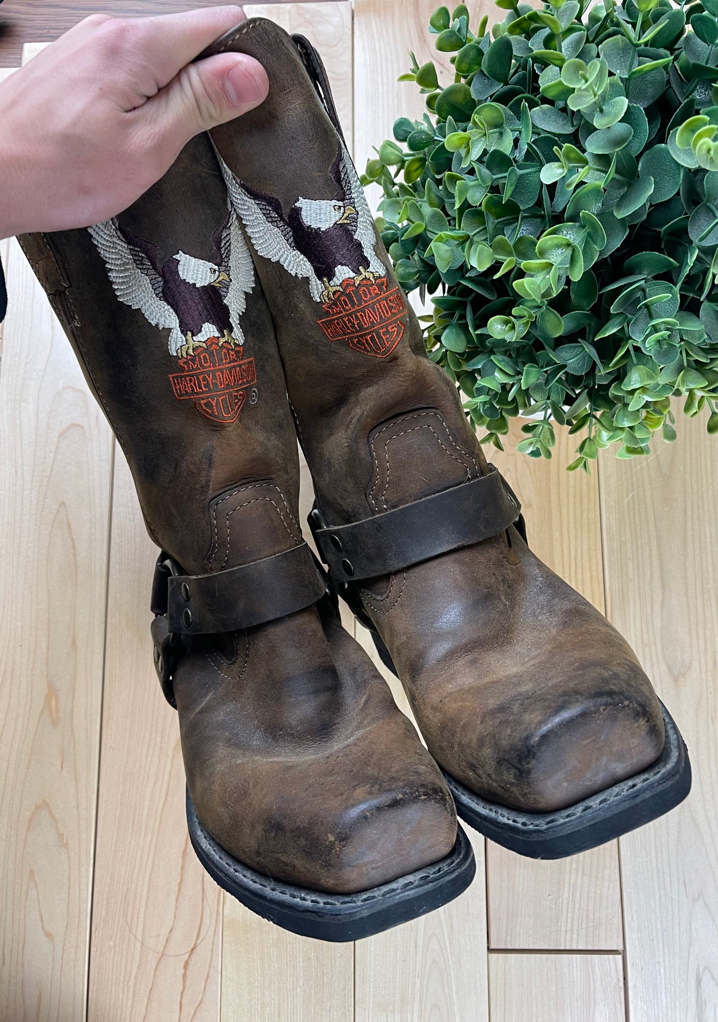 Harley Davidson Brown Leather Harness Boots