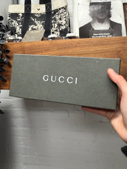 Gucci GG Silver Cuff Logo Black Leather Gloves