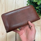 Jil Sander Brown Calfskin Leather Long Wallet