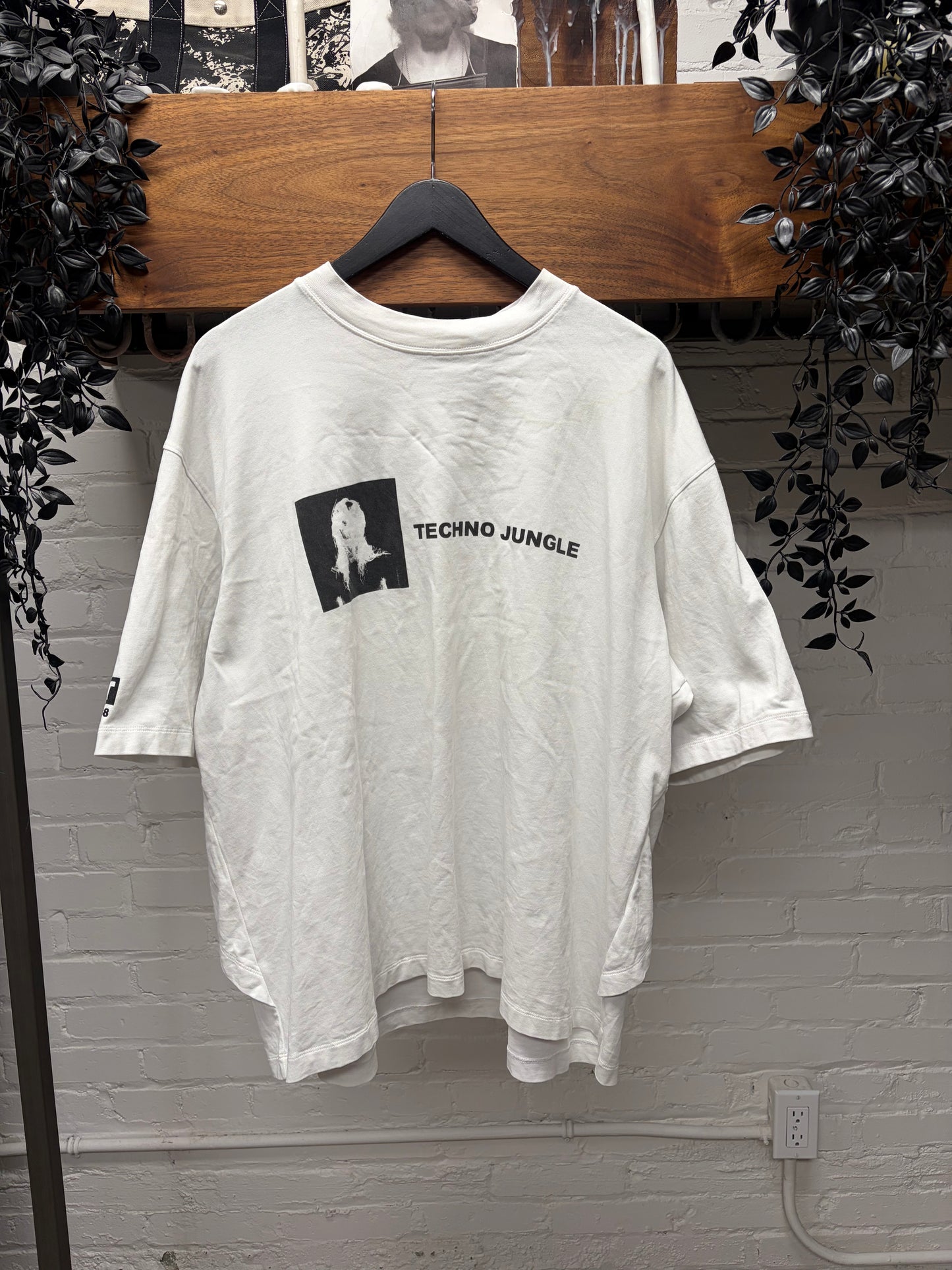 AW2018 Helmut Lang ‘Techno Jungle’ Double Layered White T-Shirt