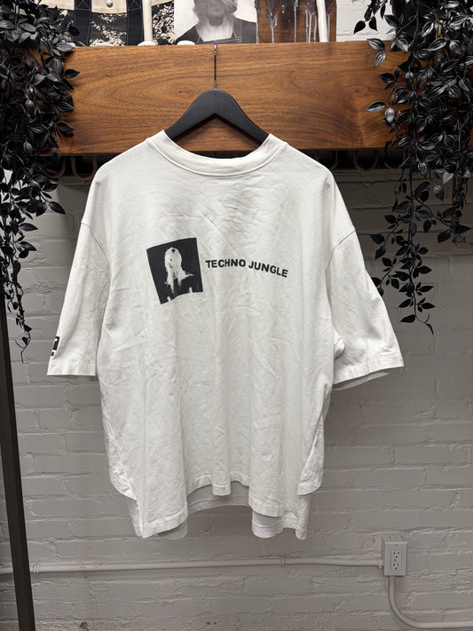 AW2018 Helmut Lang ‘Techno Jungle’ Double Layered White T-Shirt
