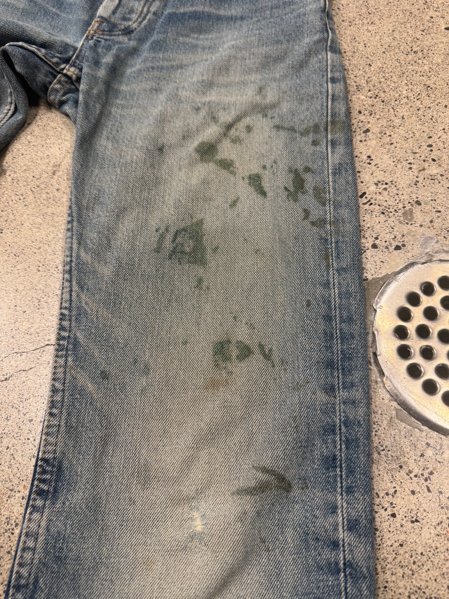1999 Helmut Lang ‘Painter’ Washed Blue/Green Bootcut Denim