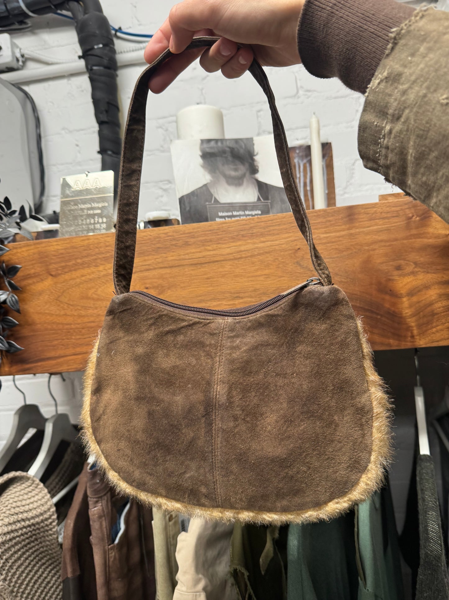 Vintage Miu Miu Suede/Fur Miniature ‘Pochette’ Shoulder Bag