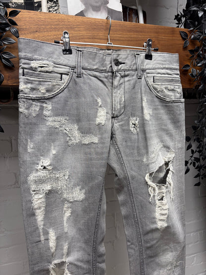 Vintage Dolce & Gabbana Distressed Grey Skinny Jeans