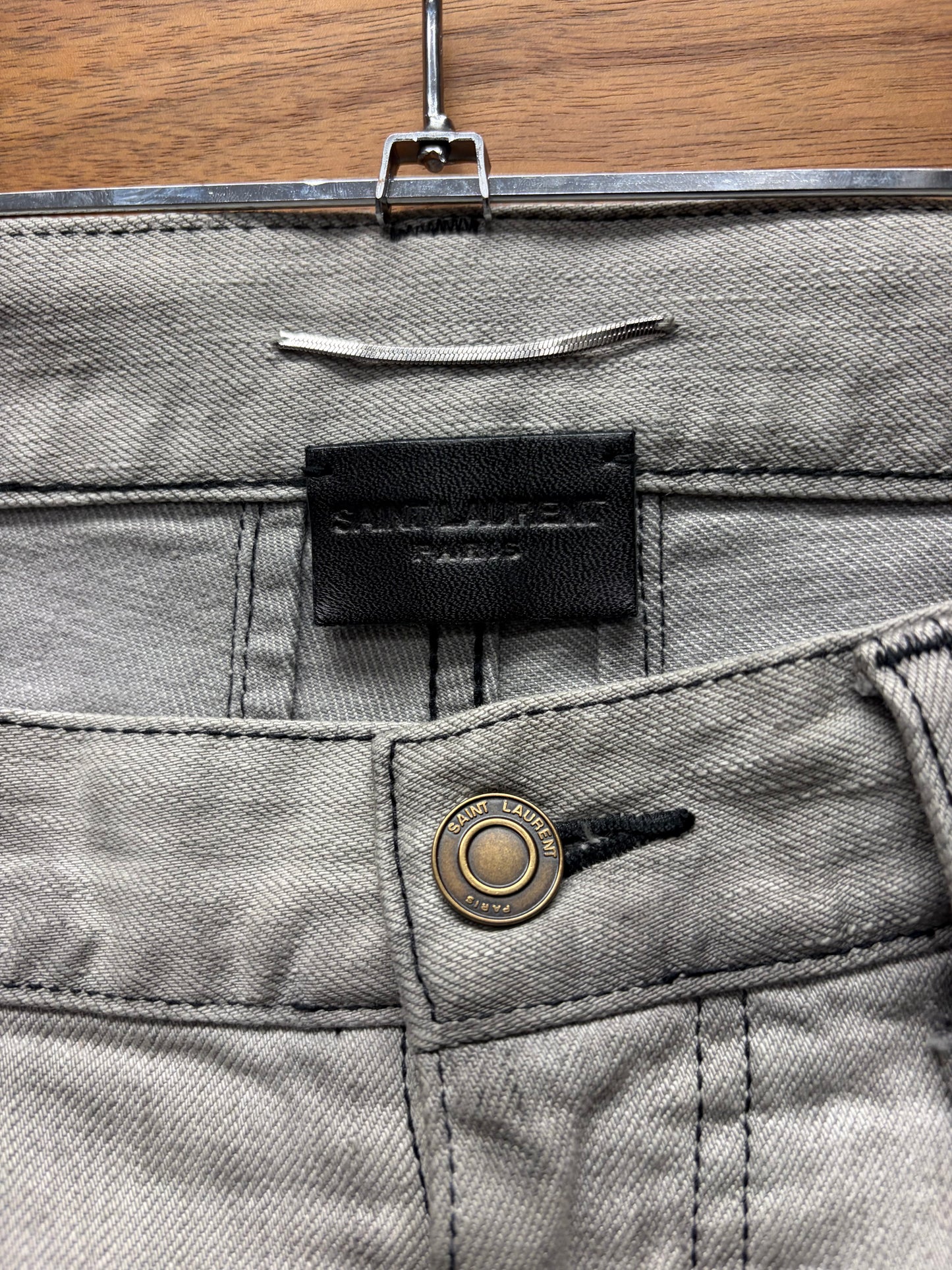 2015 Saint Laurent by Hedi Slimane Unaltered ‘D02’ Acid Wash Grey Skinny Jeans