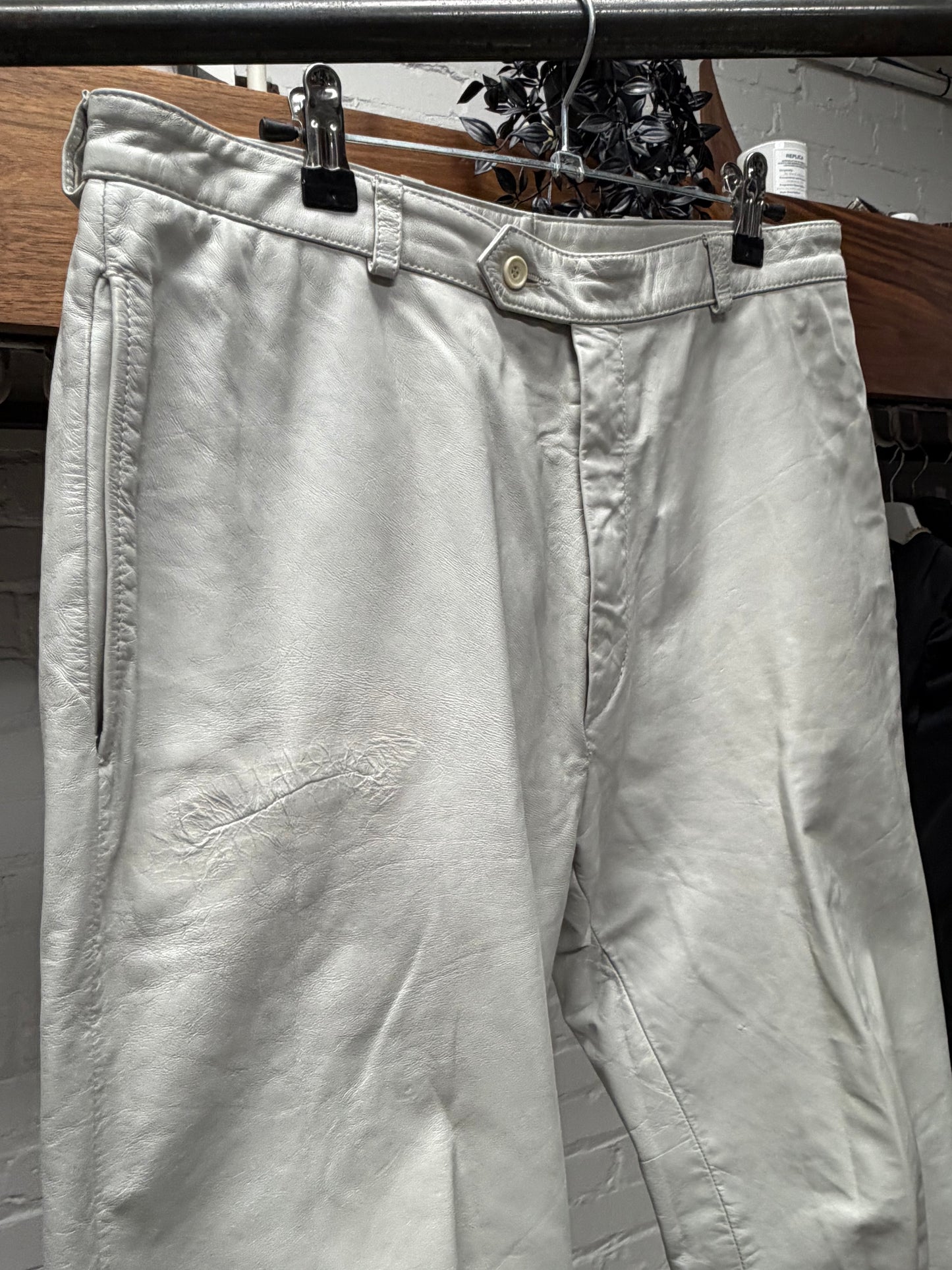 Vintage Yves Saint Laurent ‘Rive Gauche’ White Leather Pants