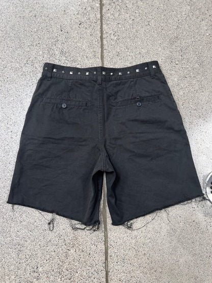 SS2016 Saint Laurent Studded Raw Hem Cutoff Shorts
