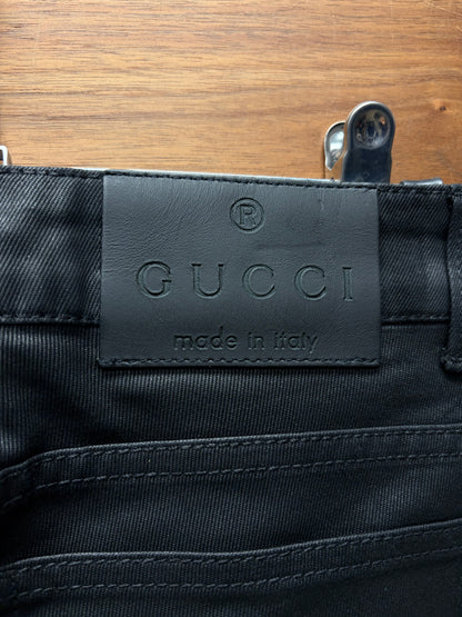 Gucci by Tom Ford Waxed Black Low Rise Skinny Jeans
