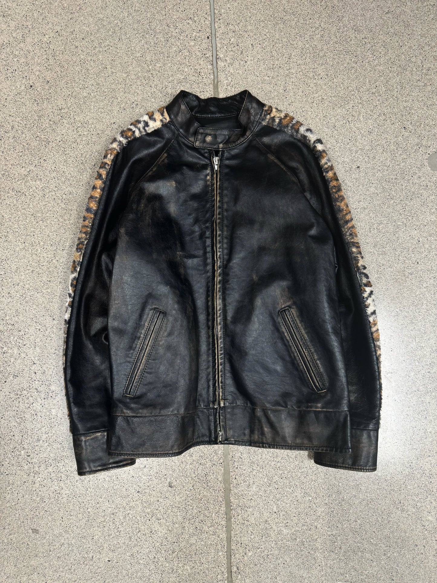 AW2006 Maison Martin Margiela ‘Leopard’ Cafe Racer Leather Jacket