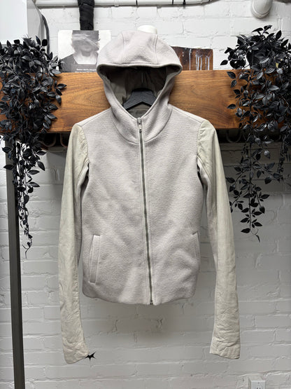 Rick Owens ‘Scuba’ O&M era Wool/Leather Pearl Hooded Zip-Up Jacket