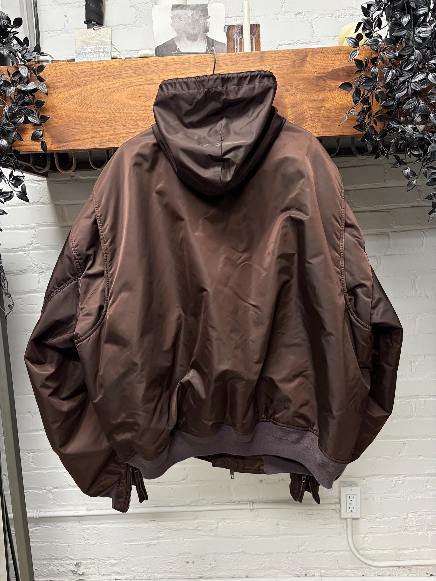 SS2022 Balenciaga ‘3B Sport Icon’ Brown Hooded Bomber Jacket