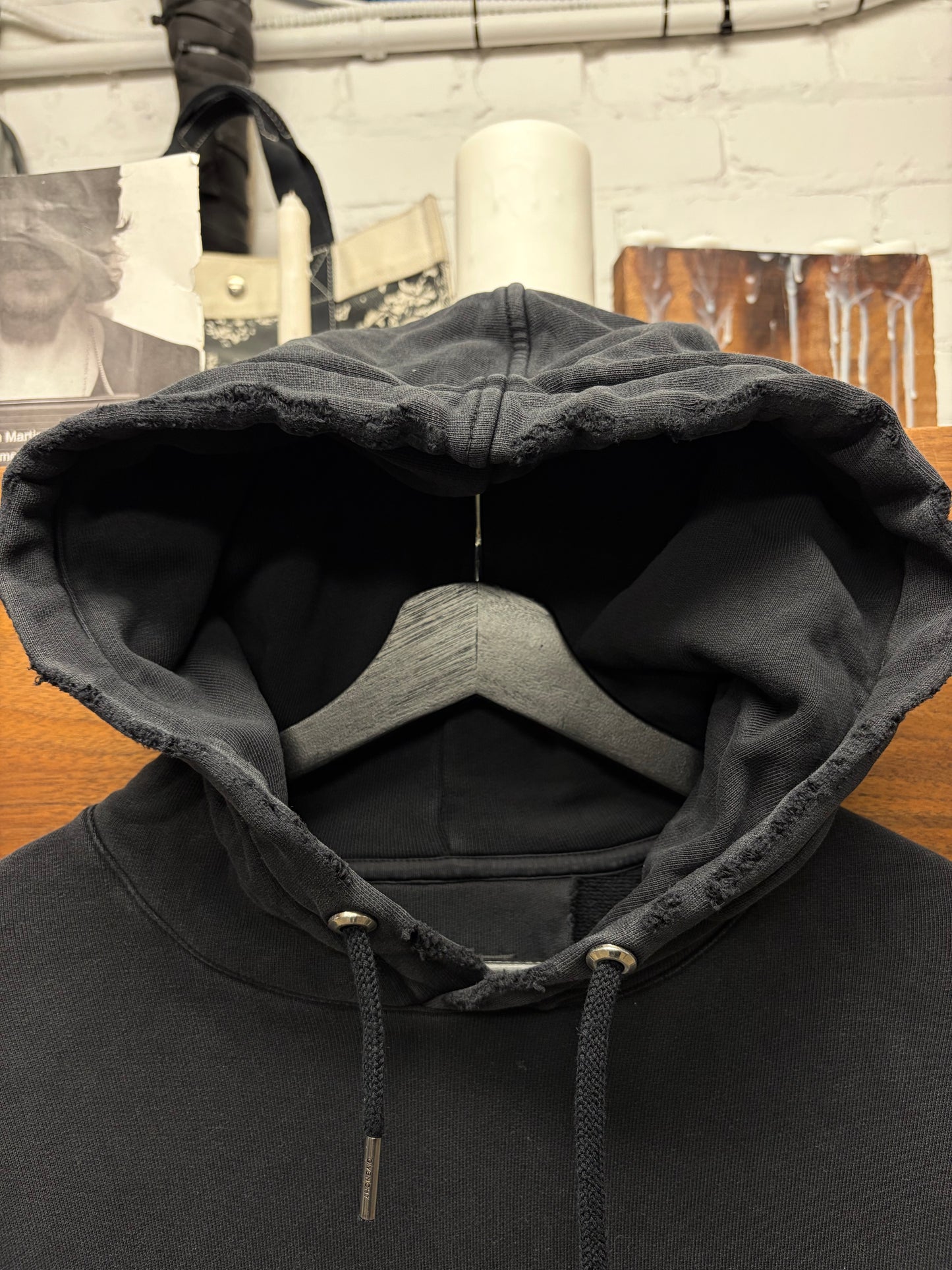Givenchy ‘Barbed Wire’ Embroidered Logo Black Distressed Hoodie