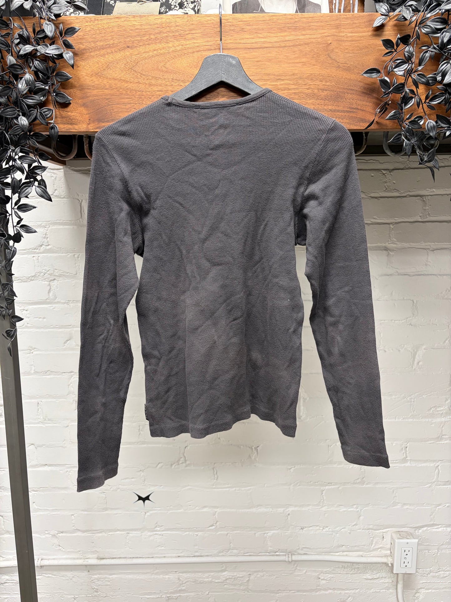 Vintage Gucci Grey Ribbed Cotton Long Sleeve Shirt