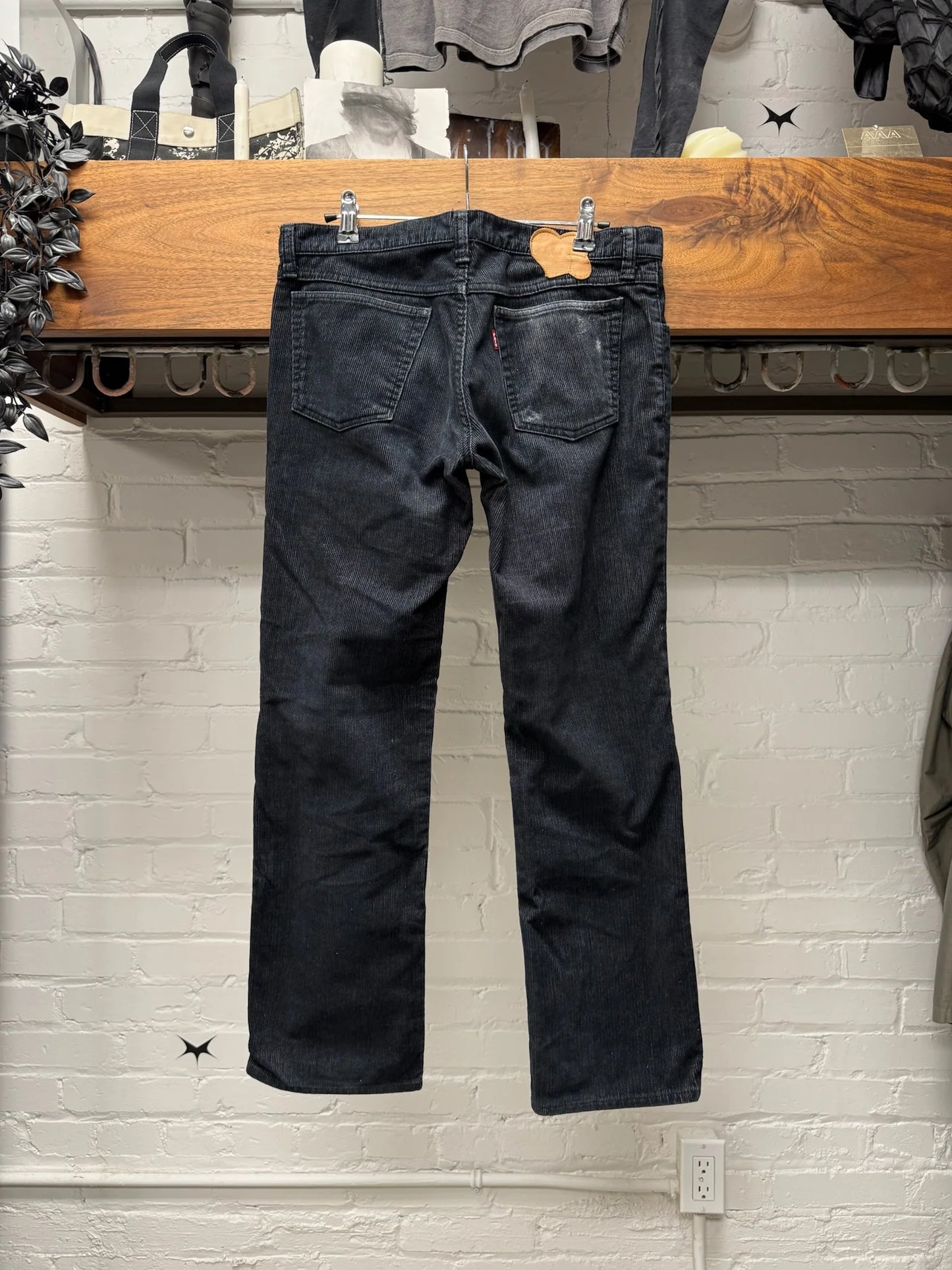 AW2004 Number (N)ine ‘Give Peace a Chance’ Black Corduroy Skinny Jeans