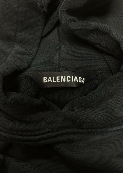 SS2020 Balenciaga ‘Nametag’ Distressed Black Hoodie