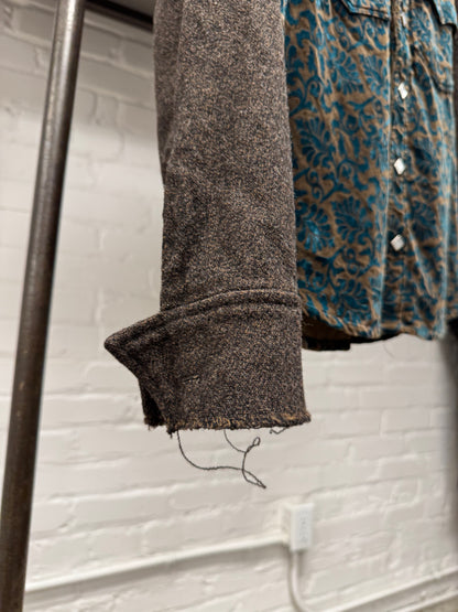 AW1997 Undercover Velour ‘Floral Pattern’ Diamond Snap Distressed Wool Shirt
