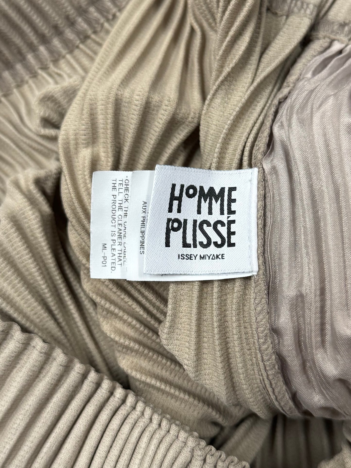 Issey Miyake ‘Homme Plisse’ Wide Leg Tan Brown Pleated Trousers