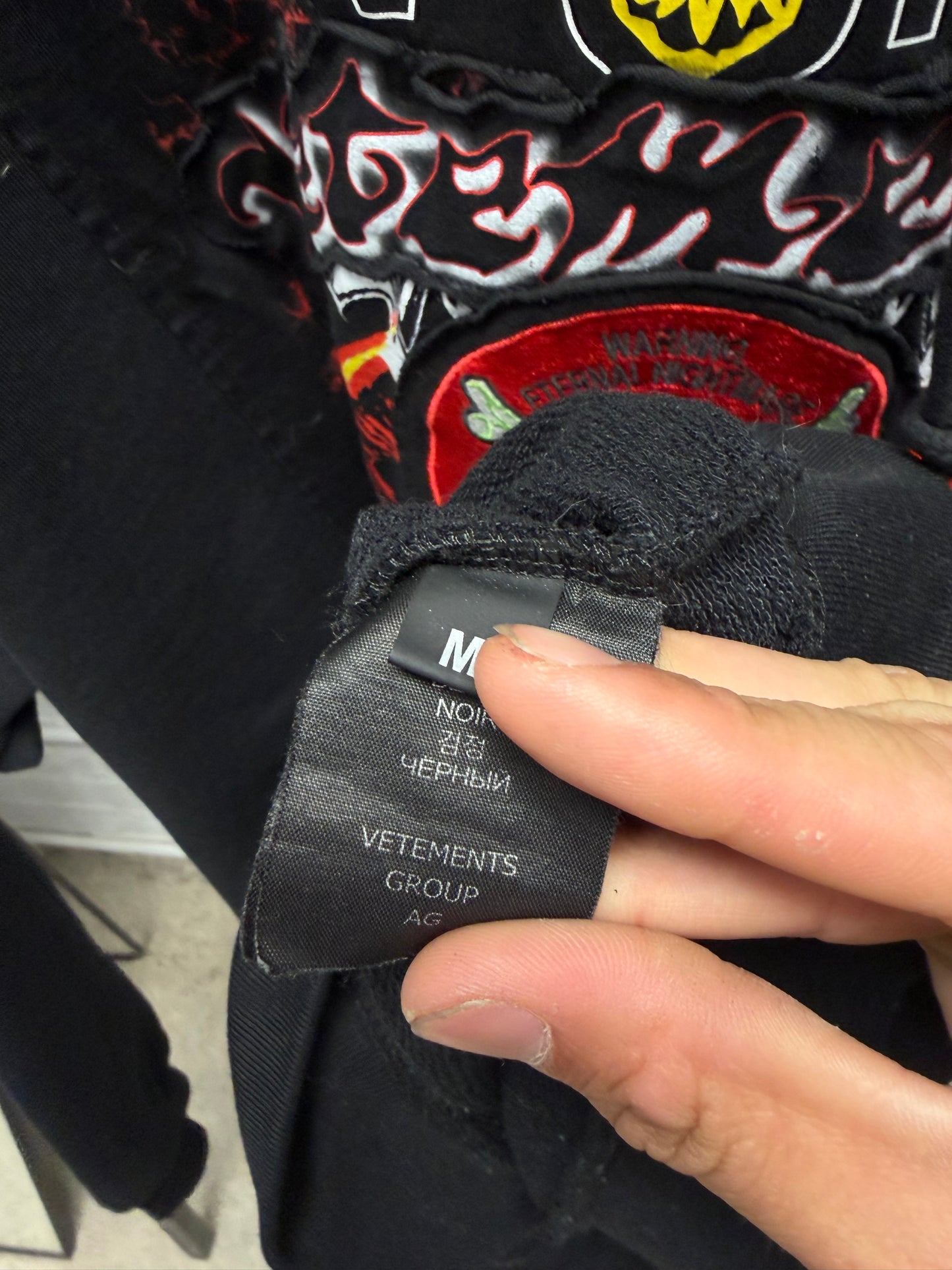 SS2022 Vetements ‘Metal Patched’ Black Oversized Hoodie